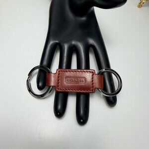 Vintage Coach Valet Key Fob Burgundy Leather Silver Tone Hardware